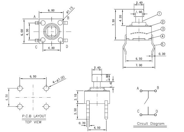 輕觸開(kāi)關(guān)6×6_TS-1109B_參考圖紙