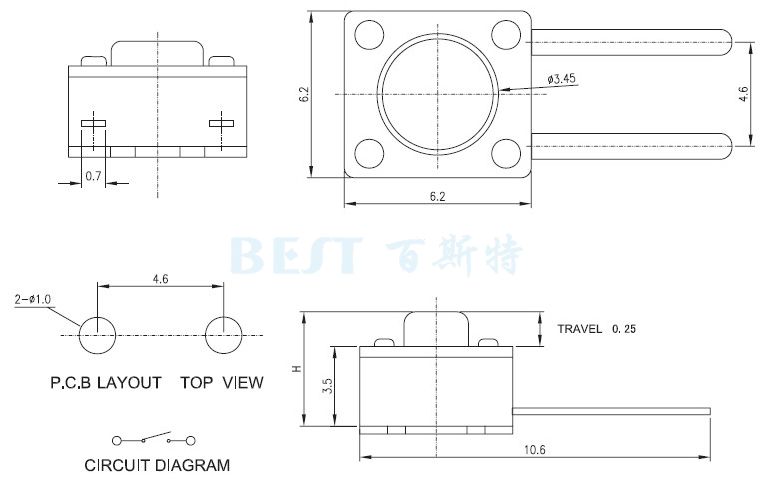 防水輕觸開(kāi)關(guān)TS-1109C_參考圖紙