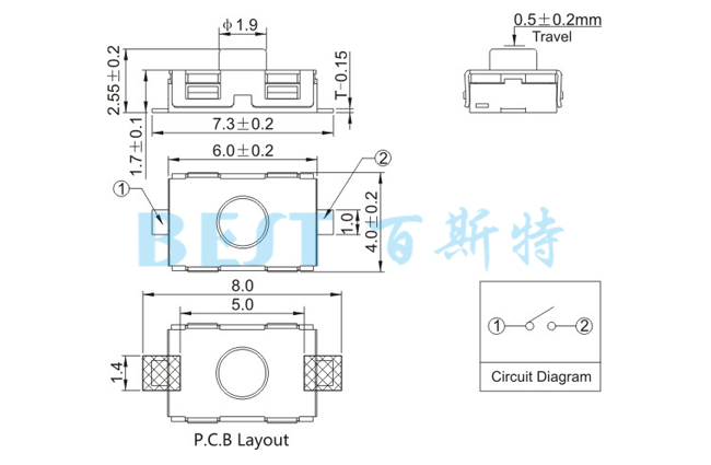 輕觸開關1181_TS-1181GJ_技術參數(shù)